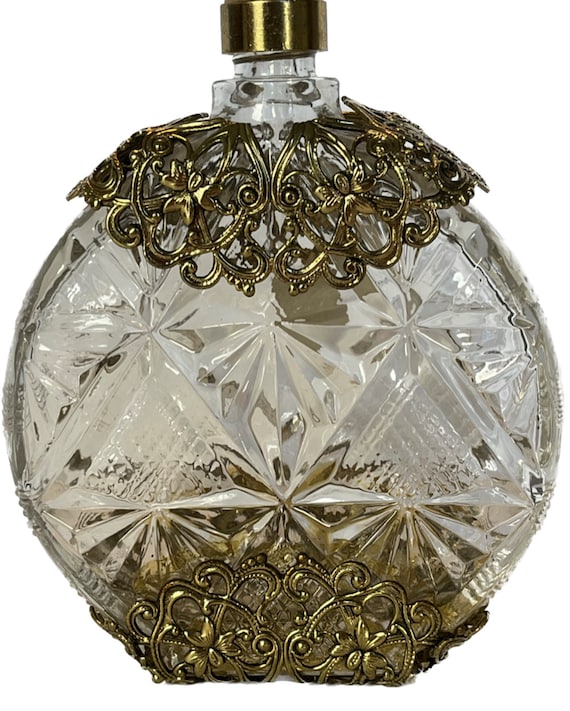 Hollywood Regency Perfume Bottle, Ornate Glass Pe… - image 6