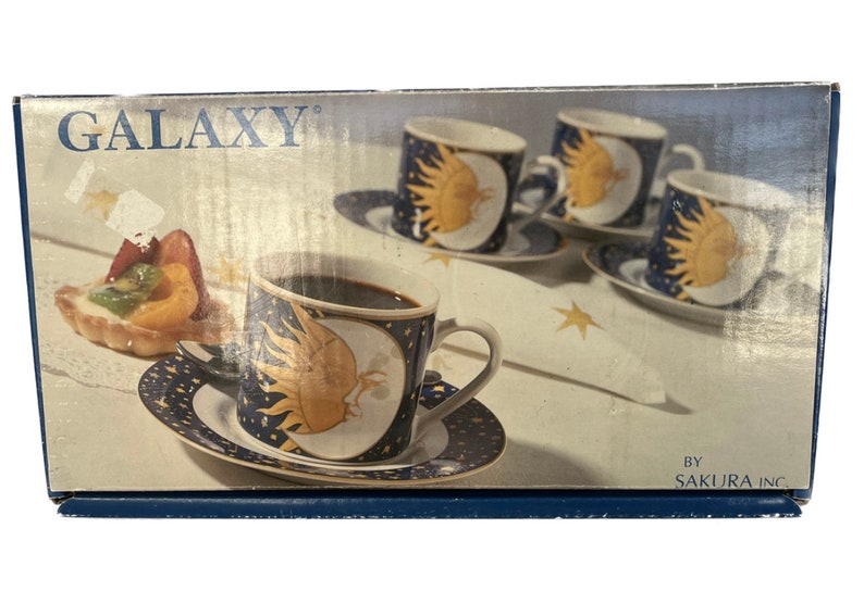 1993 VITROMASTER GALAXY Cups and Saucer, Sun and Moons Cups and Saucer, Sakura Inc Galaxy Set, Collectors Cup and Saucers, Zodiac Tea Set image 8