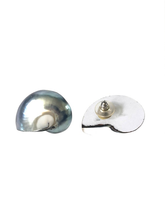 Vintage Shell Earrings, Nautilus Shell Earrings, … - image 6