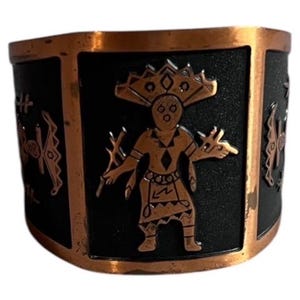 Vintage Solid Copper Native Cuff, Wide Copper Cuff, Collectors Cuff, 70s Native Cuff, Aztec Copper Cuff, Rare Copper Cuff, Vintage Copper