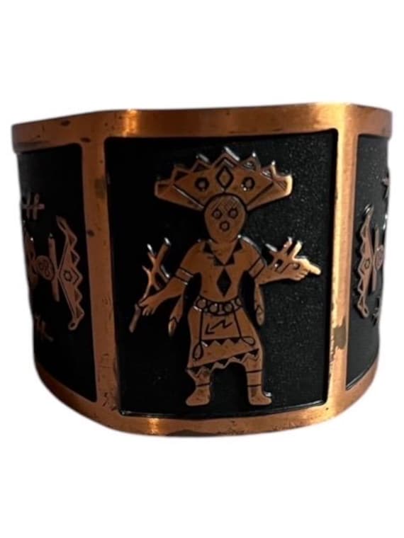 Vintage Solid Copper Native Cuff, Wide Copper Cuf… - image 1