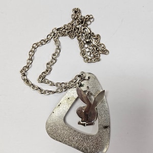 Playboy Vintage Necklace, Pewter Bunny, Novelty Jewelry, Playboy Jewelry, Hefner and Playboy, Playboy Bunny Jewelry, 70s Novelty Necklace