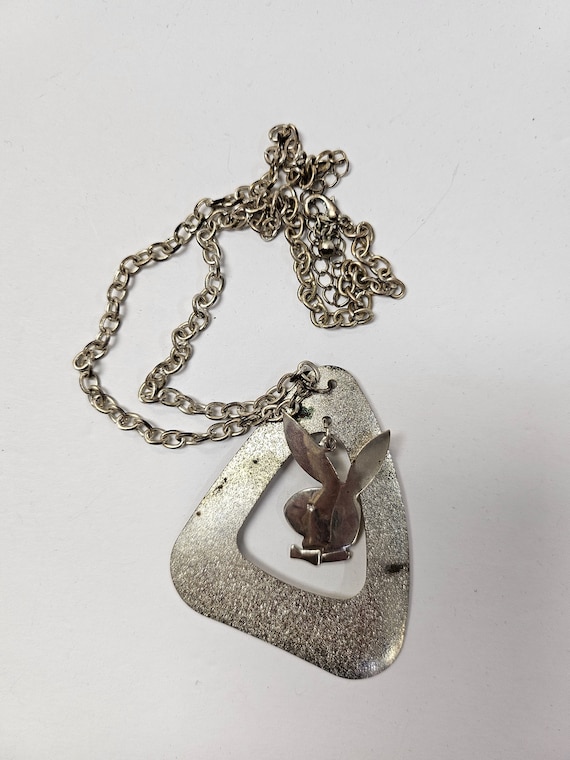 Playboy Vintage Necklace, Pewter Bunny, Novelty Je