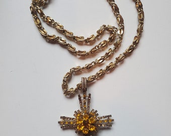 Vintage Cross, Rhinestone and Gold Cross, Renaissance Cross, Mediaeval Jewelry,