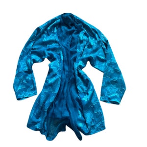 Victorias Secret Vintage Robe, Teal Floral Robe, Lingerie Robe, Sheer Blue Floral, Vintage Lingerie, Floral Jacket, Teal Jacket, Blue Sheer image 6