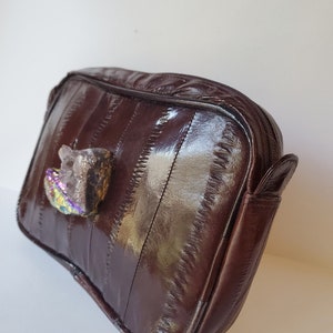 Designer vintage Eel skin bag with amethyst and quartz stones by Amanda Alarcon-Hunter for Minx and Onyx Vintage image 2