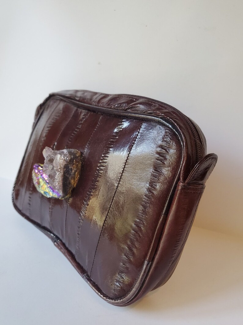 Designer vintage Eel skin bag with amethyst and quartz stones by Amanda Alarcon-Hunter for Minx and Onyx Vintage image 2