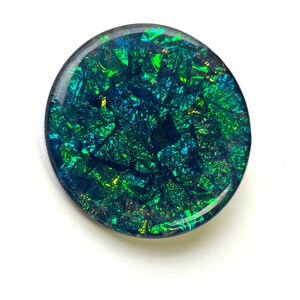 Vintage Resin Brooch, Green Resin Pin, Iridescent Pin, Vintage Green Pin, Blue and Green Pin, Resin Art, Unique Brooch, Art Brooch image 3