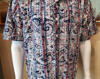 Vintage Men's shirt, Mens Shirt by Roundtree and York, 80s Men's Shirt, Vintage Button Down Shirt, Vintage Patterned Shirt