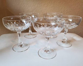 Vintage crystal martini glasses, cocktail and or champagne,1950's