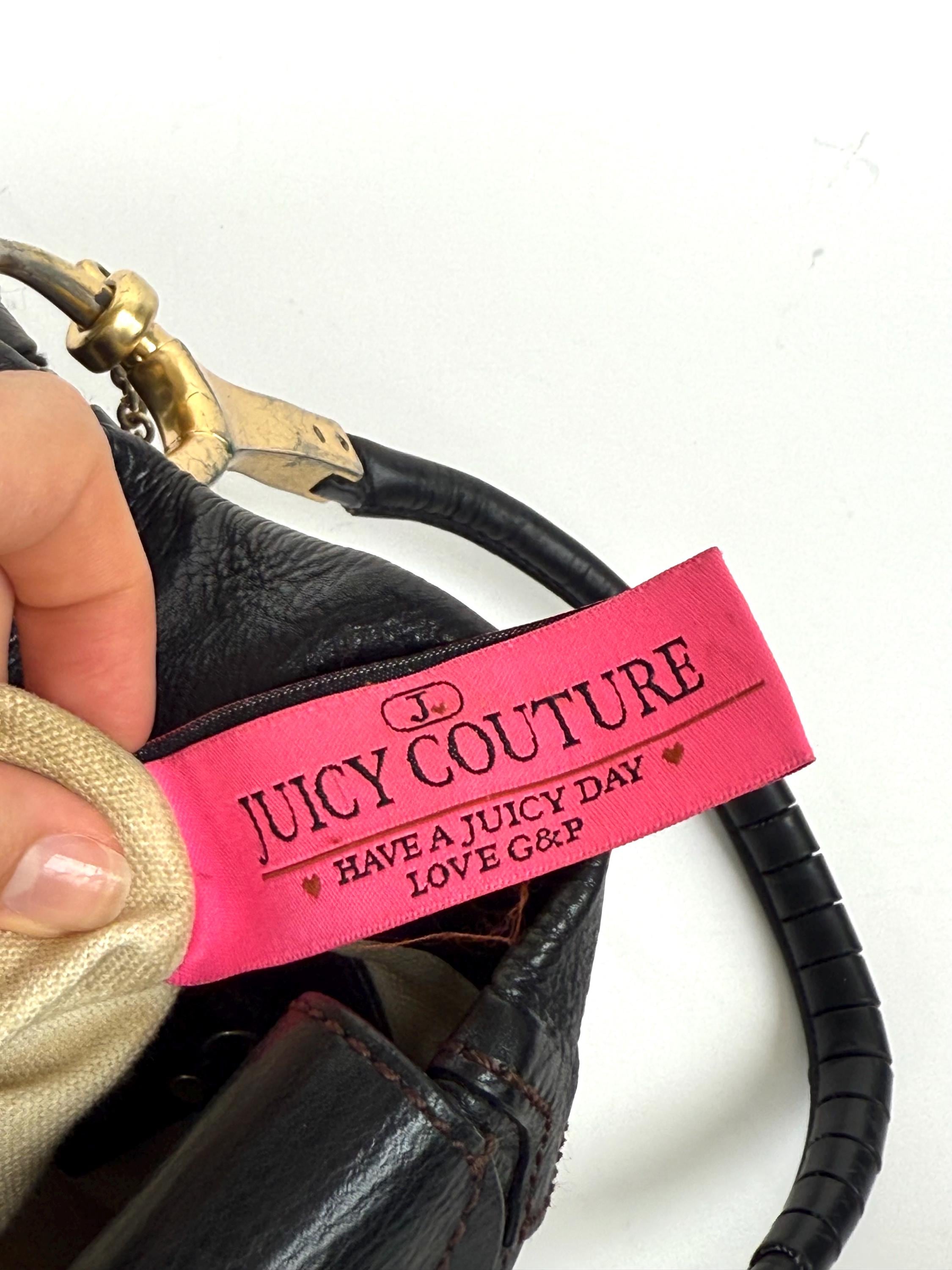 Vintage Juicy Couture Black Leather Shoulder Bag, Y2K Purse, Crown