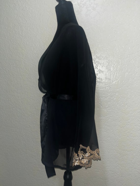 Vintage Sheer Robe, Black Robe, Black Lace Robe, Sedu… - Gem