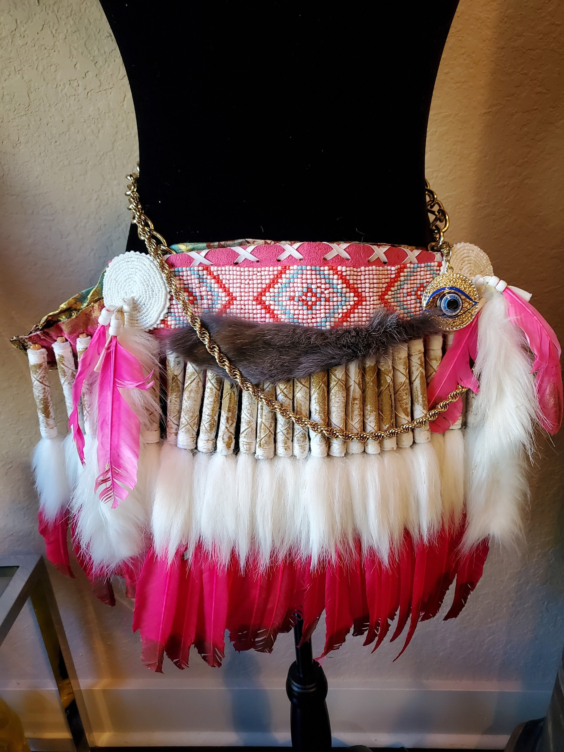 Feather Art Belt, Redesigned Feather and Handpainted Belt  display picture 3