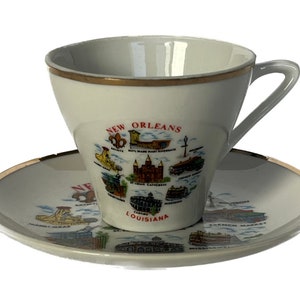 New Orleans Teacup and Saucer, Collectible Teacup and Saucer, Souvenir Teacup and Saucer, Ceramic Teacup and Saucer image 2