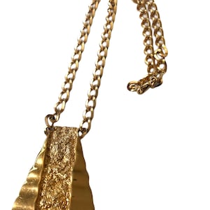 Vintage Gold Pyramid Nugget Necklace, Gold Pendant Necklace, Large Statement Necklace, Gold Chain Necklace, Vintage Gold Necklace image 1