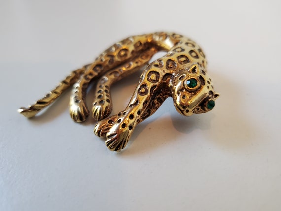 Leopard pin, Gold Leopard Pin, Movable Pin, Vinta… - image 1