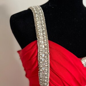 VICTORIA ROYAL 90s Vintage Designer Red Dress, One Strap Red Dress, Rhinestone Dress, Vintage Evening Gown, Vintage Prom Dress, Evening Wear image 2