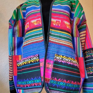 Multi color patchwork blazer handwoven image 3