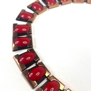 MATISSE Vintage Red Stone and Copper Necklace, Copper and enamel Choker, Vintage Copper Bib Necklace, Choker, Designer Choker image 4