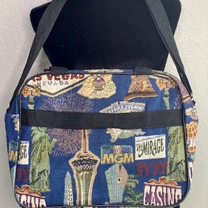 Bolsa Las Vegas, bolsa vintage, bolsa de lona, bolsa com logotipo, bolsa dos anos 80, mala vintage, bolsa vintage, mala de lona