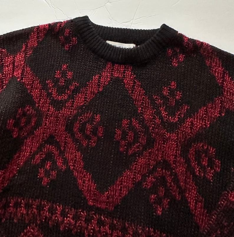 Vintage Red and Black Sweater Vintage Sweater Men's image 3