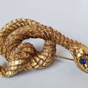 Vintage gold snake pendant and earrings with blue eyes image 2