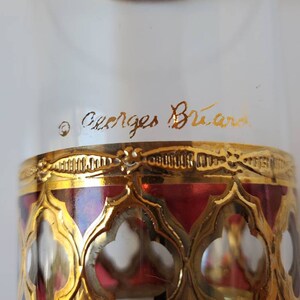 Georges Briard glasses tall glasses gold and maroon glasses image 4