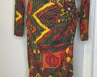 Vintage abstract print wrap dress by California Gold Rush NWT