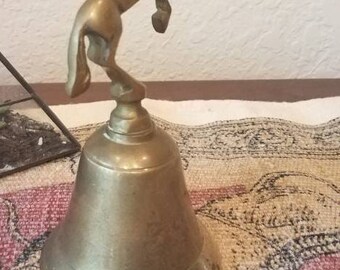 RUSS Brass Unicorn Bell, Brass Bell, Vintage Bell, 80's decor, School Teacher Gift, Russ Accessories, Unicorn Bell, Collectors Bell