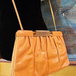 JUDITH LEIBER Designer Vintage Handbag, Yellow Snakeskin Purse, Judith Leiber Shoulder Purse, Designer Crossbody Purse, Classy Yellow Purse image 3
