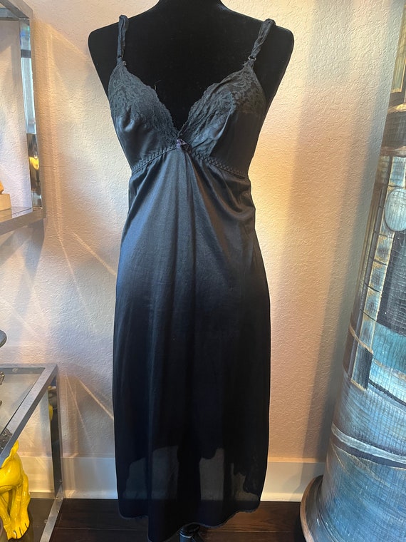 Maidenform Vintage Slip Dress, Black Slip Dress, L