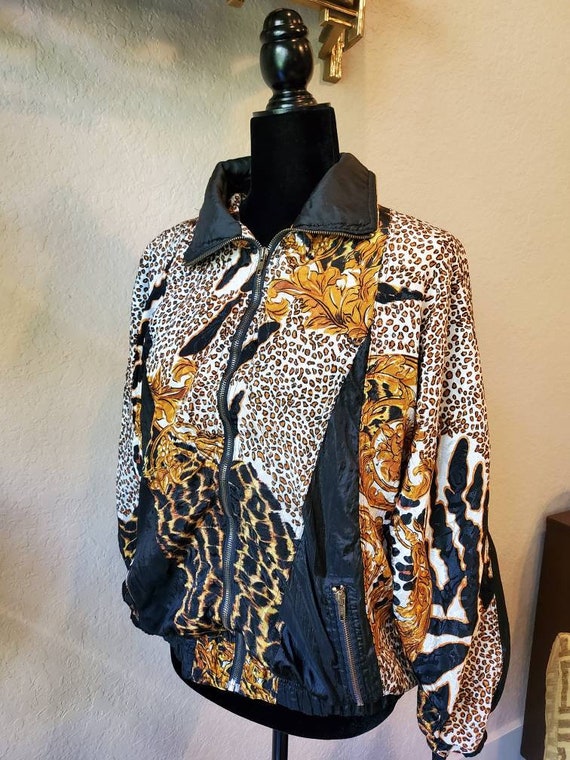 Vintage Bomber jacket leopard print with zipper, 1
