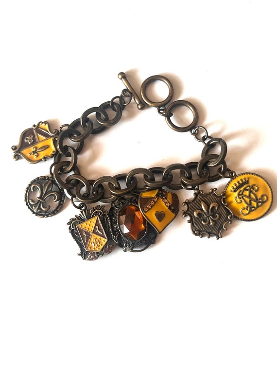 Coat of Arms Charm Bracelet, Vintage Charm Bracel… - image 3