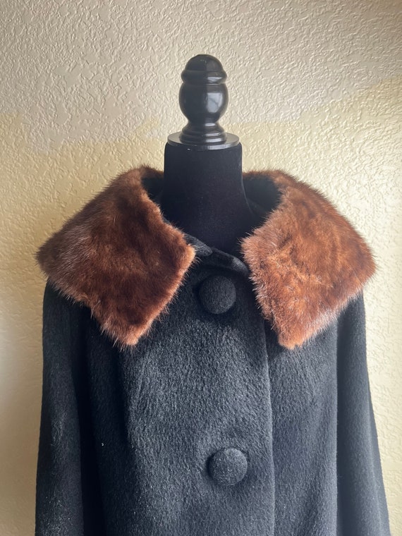 Vintage Wool Coat, Wool Coat, Mink Fur Trim Coat,… - image 5