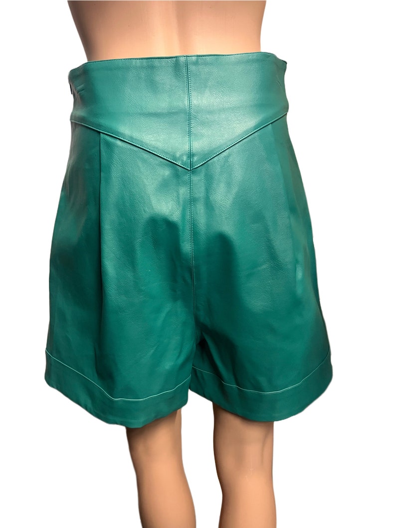 Teal Vegan Leather Shorts, 80s Inspired Shorts, Nastygal Shorts, Unisex Shorts, Pants, Trendy Shorts, Pleather Shorts, Vegan Leather image 5