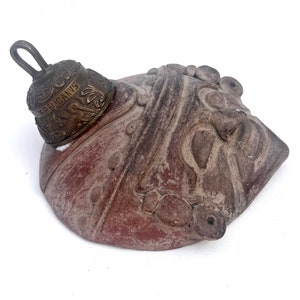 Vintage Mayan Statue, Ceramic Statue, Mexican Wall Art, Pelicanus Leo Brass, Brass decor, Religious Statue, Mid Century Home Decor, OOAK Art