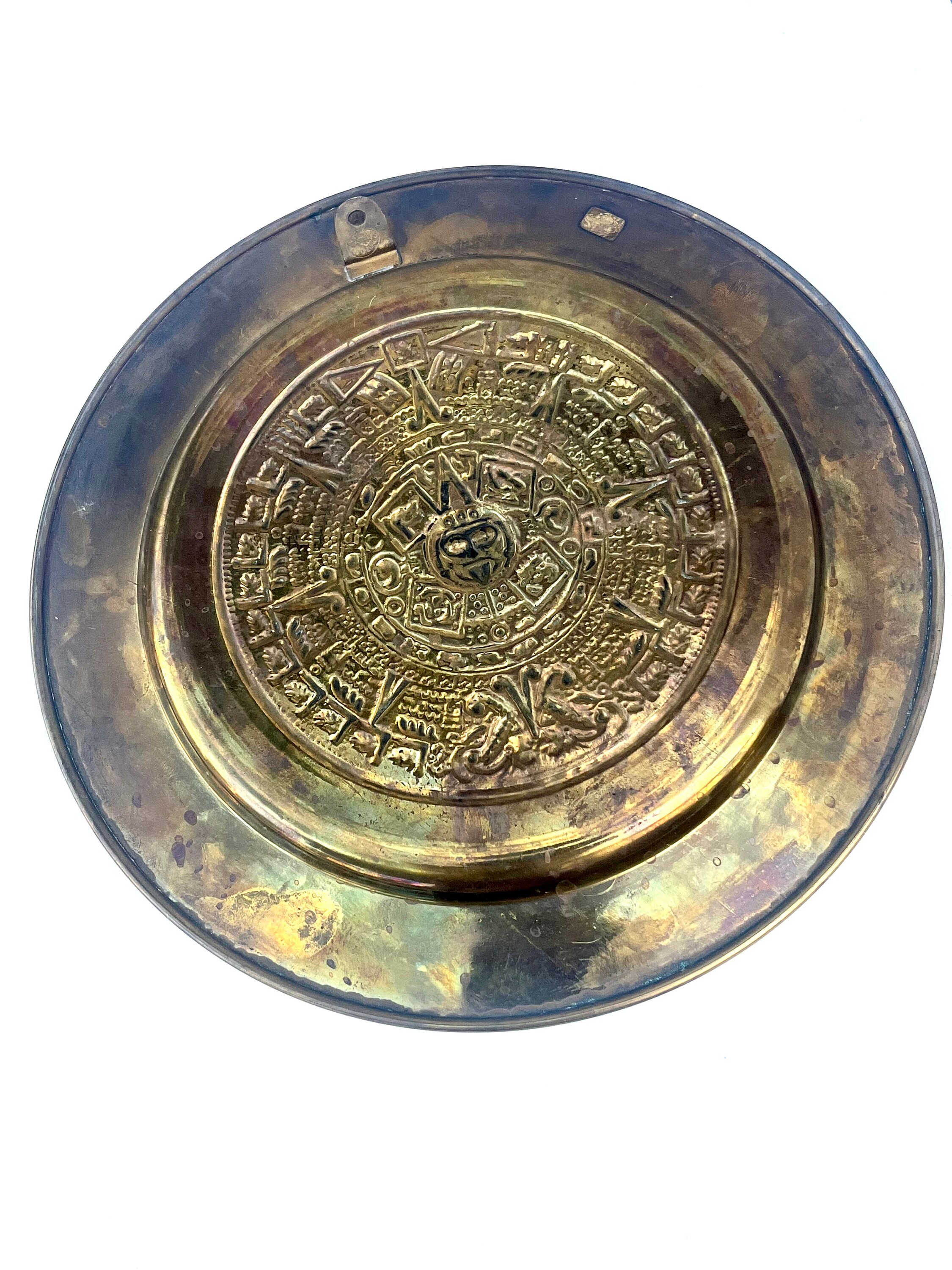 Aztec Brass Decorative Plate, Aztec Art, Aztec Home Decor, Made in ...