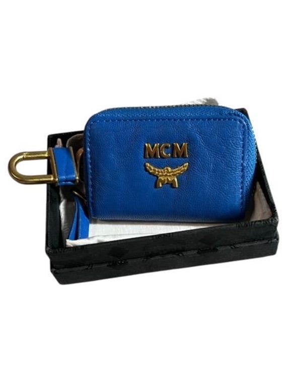 MCM Blue and Gold Leather Coin Purse, Key Holder, NWT, New in Box