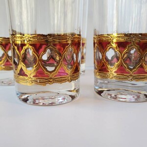 Georges Briard glasses tall glasses gold and maroon glasses image 9