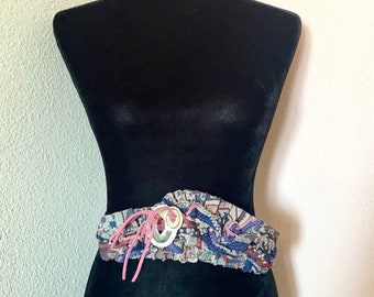 Vintage Tapestry Fabric Belt Metal Ring Buckle 40 Inch  display picture 1