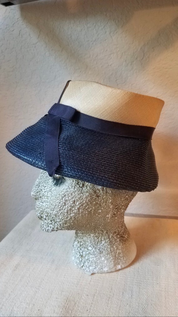 Bucket Hat vintage navy blue,1950's - image 3