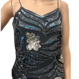 ARGENTI Sequin Top, Vintage Sequin Top, Iridescent top, Spaghetti Strap Top, Sequin Blouse, 80s Sequin Silk Tank Top, Studio 54 Top, NYE Top