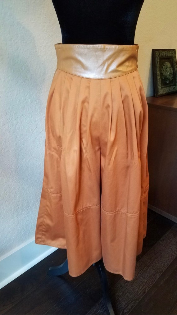 Vintage Orange Culottes, Retro Wide Leg Pants, Vin