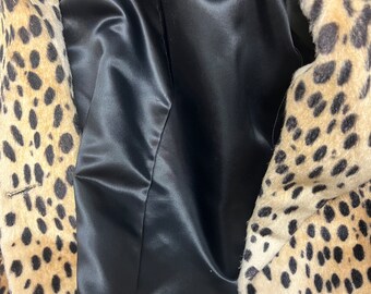 Vintage Leopard Fur Coat, Faux Fur Coat, Cheetah Print Coat