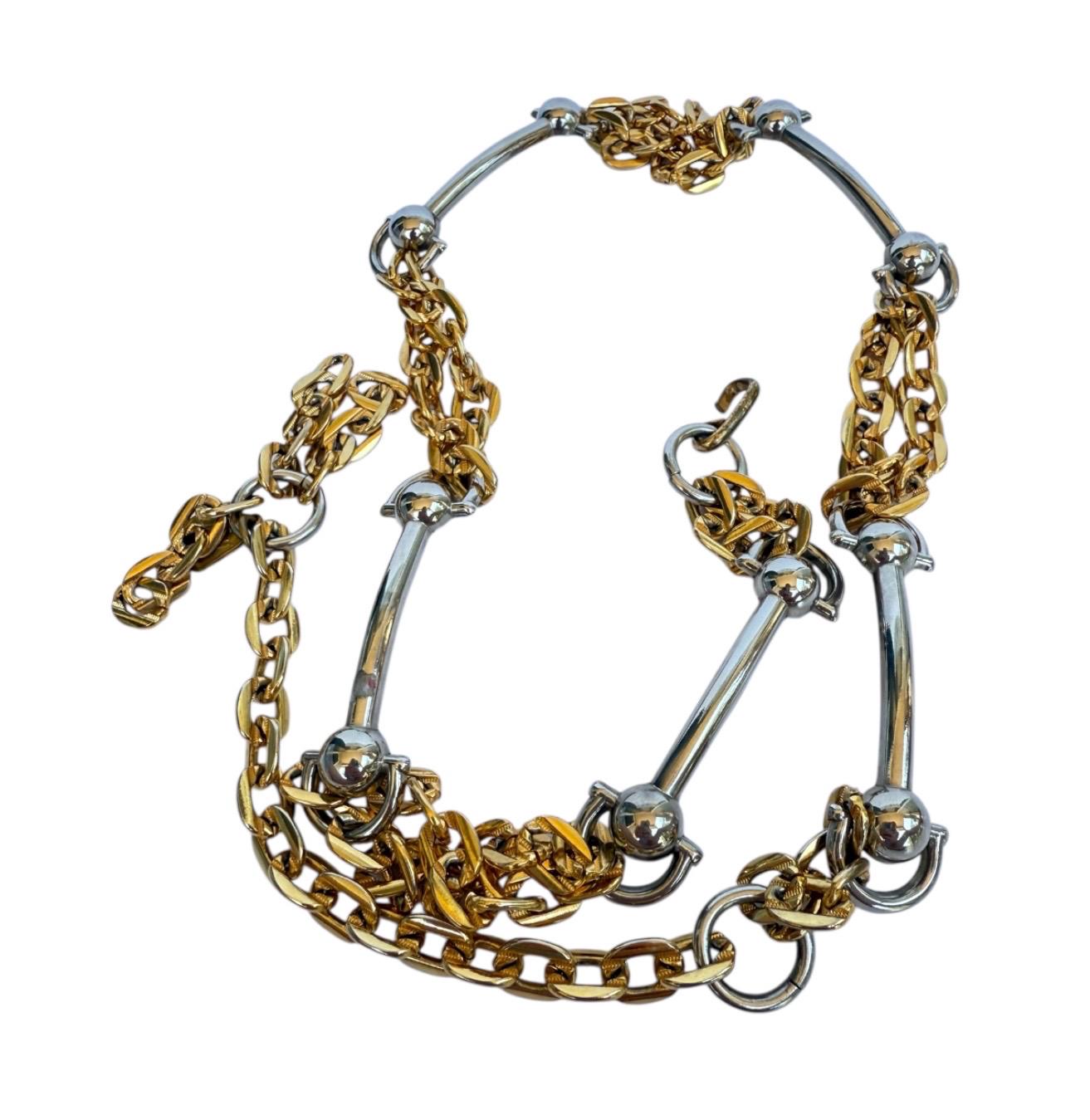 Rare Vintage Morris Moskowitz Gold Silver Tone Chain Link Belt 28\