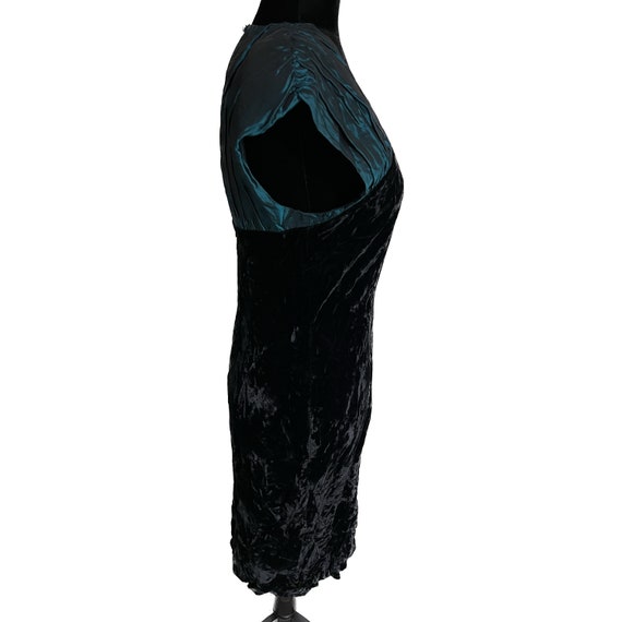 NICOLE MILLER Vintage Dress, Teal and Black Velve… - image 4