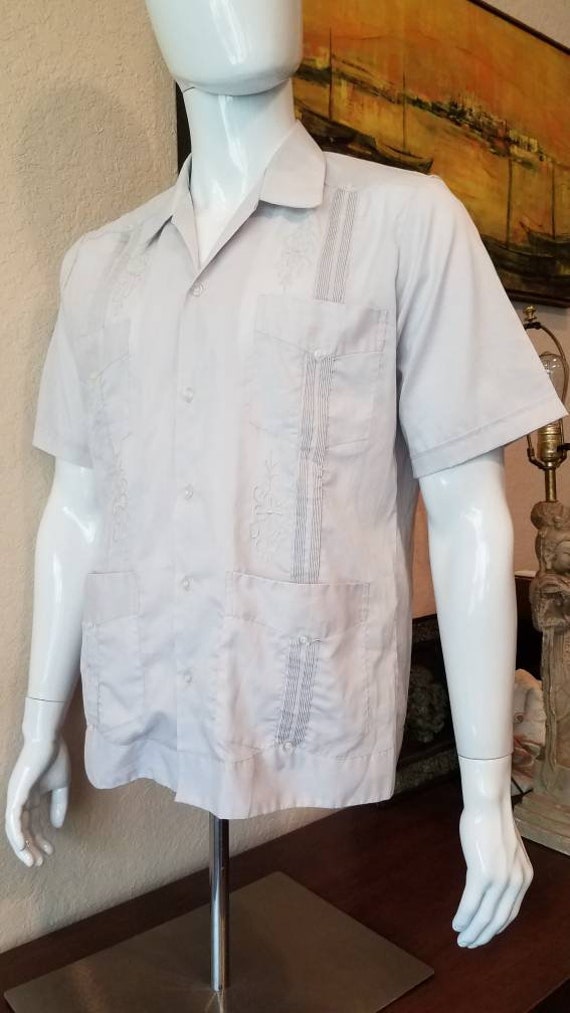 Mens shirt guyaberra vintage light gray, 1960s
