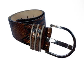 Vintage Streets Ahead Snake Embossed Leather Belt, Wide  display picture 3