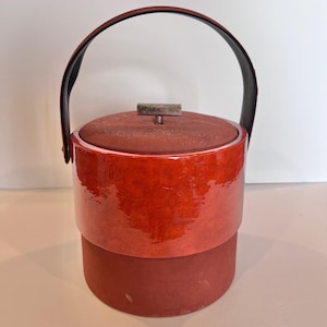 RZADKIE Georges Briard Glossy Ice Bucket, Eleganckie naczynia barmańskie Mid Century Modern, Podpisane retro naczynia barmańskie Ice Bucket, Designer House Barware
