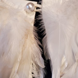 Designer Top, Feathered top, Julie Ewing, Feathered Cape, Leather Cape, Designer Cape, White Leather Cropped Top image 6